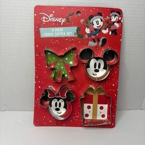 Disney Mickey Mouse Minnie Mouse Cookie Cutters Present Bow NWT